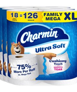 Ultra Soft Cushiony Touch Toilet Paper [18 Family Mega XL = 126 Regular Rolls]
